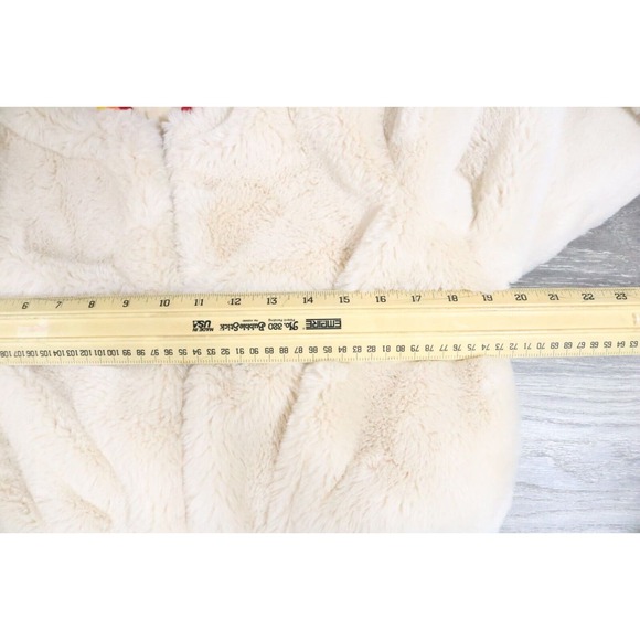 Spiritual Gangster Teddy Bomber Jacket Womens Medium Cream Give Love Deep Pile - Picture 3 of 8